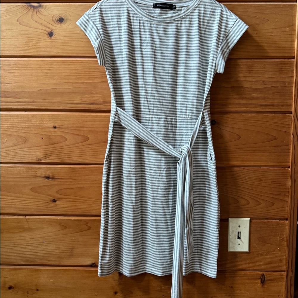Madewell Striped Gray Midi Dress